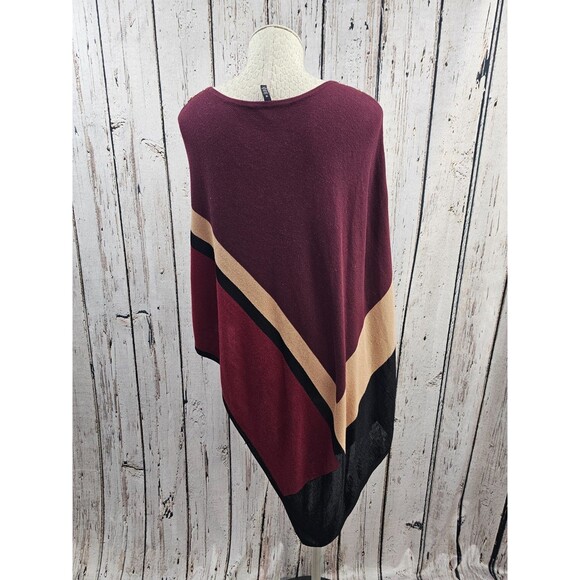 WHBM M Burgundy Colorblock Poncho Sweater Cape Wrap Fall winter‎ Layering EUC - Picture 6 of 11